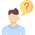Person thinking about a business question illustration